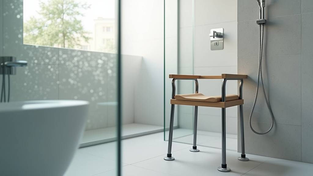 Accessoires de salle de bain accessible : barres d'appui, tapis antidérapant et lave-pied