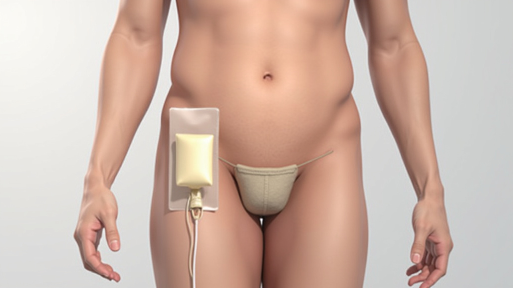 Pose correcte d'un étui pénien avec connexion à la poche de recueil