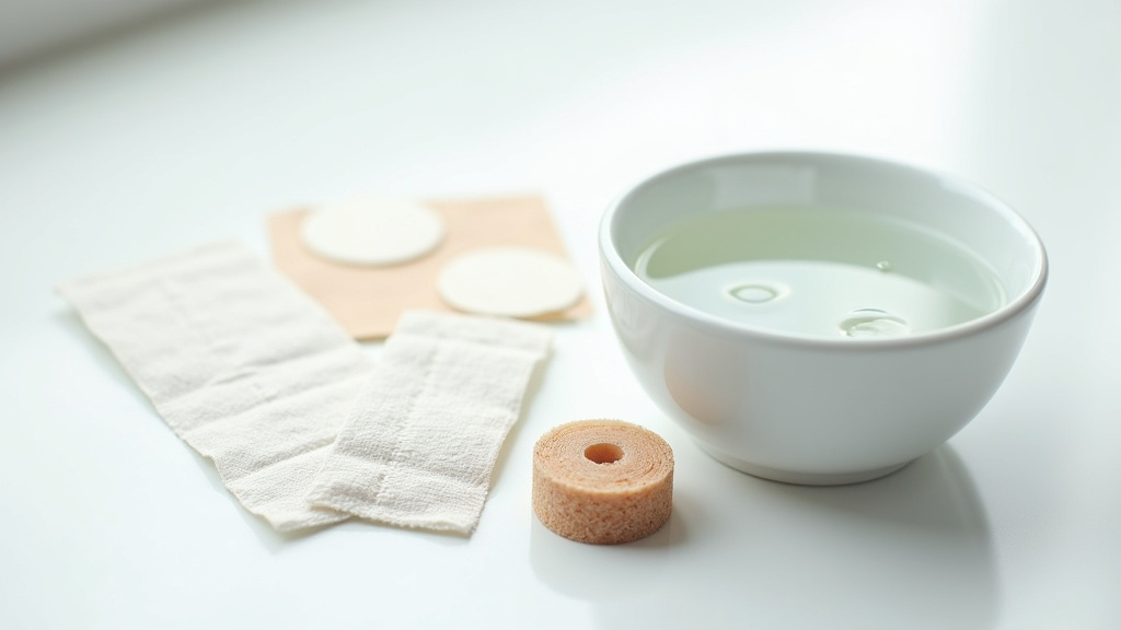 Différents types de pansements et compresses médicales sur une surface blanche
