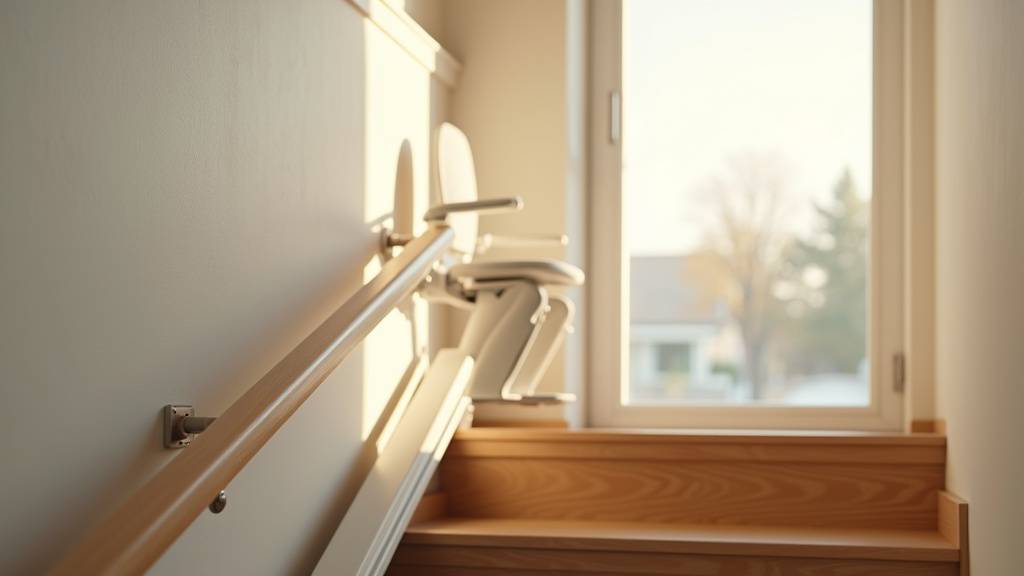 Technicien en train d'installer un monte-escalier dans une maison