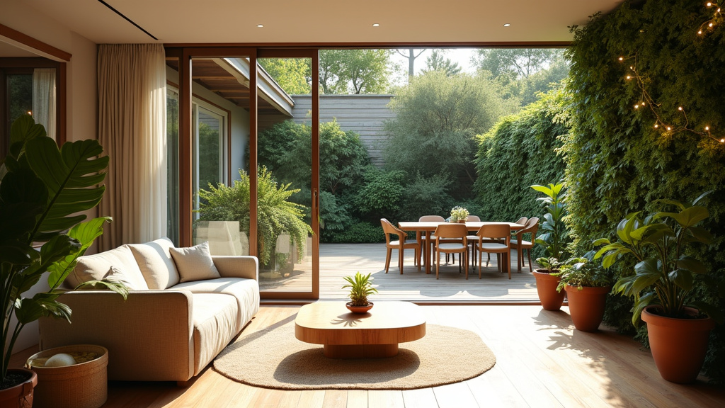 Mobilier de jardin en teck massif et canapé intérieur avec tissu traité anti-taches pour durabilité