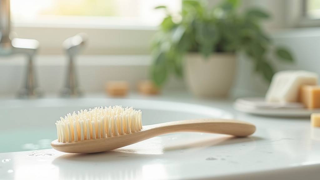 Personne utilisant une brosse à dos ergonomique sous la douche