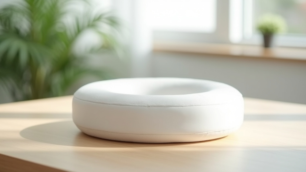 Coussin bouée ergonomique posé sur une chaise de bureau pour soulager les douleurs d'assise