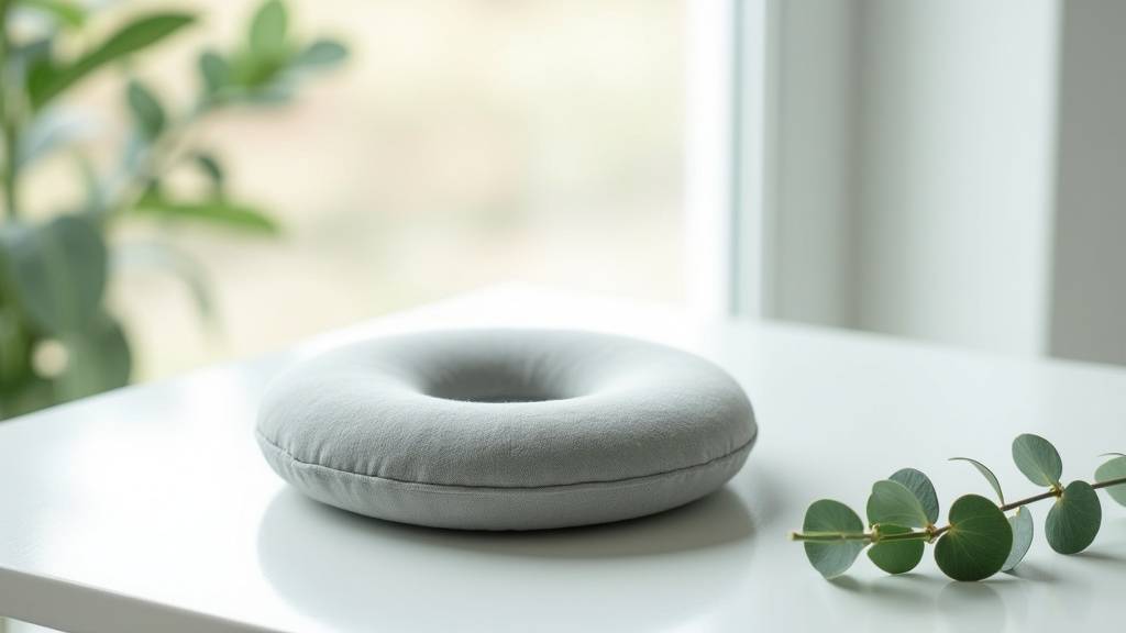 Coussin rond en forme de bouée utilisé par une personne en rééducation