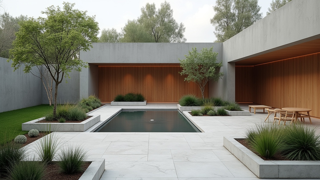 Jardin zen japonisant avec gravier blanc et rochers