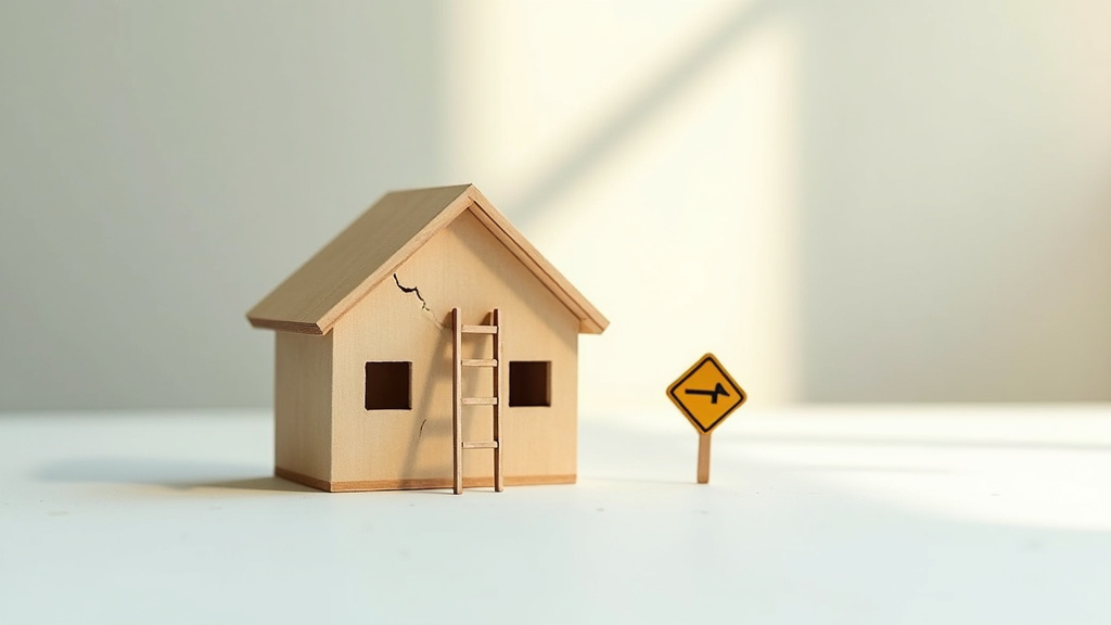 Chantier de rénovation avec outils et plans épars sur un sol poussiéreux
