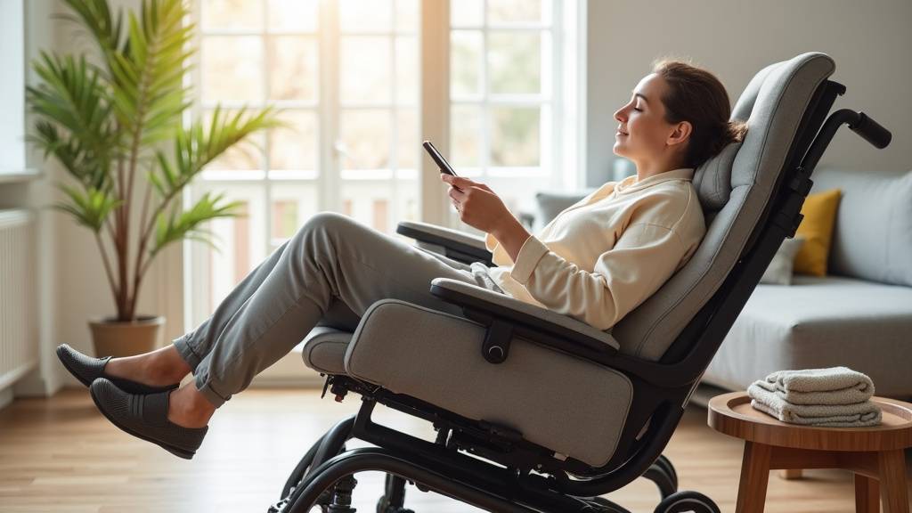 Personne utilisant un fauteuil coquille électrique au quotidien