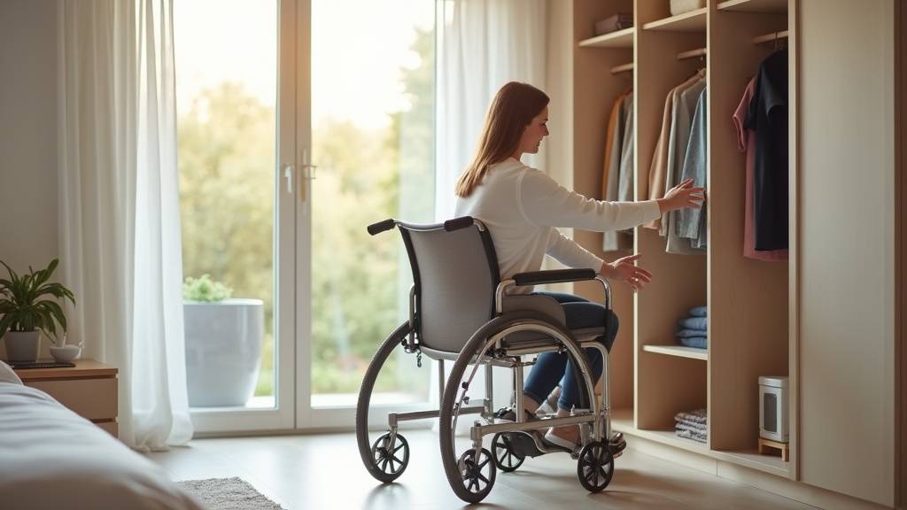 Fauteuil garde-robe à roues utilisé comme chaise de douche pour faciliter l'hygiène