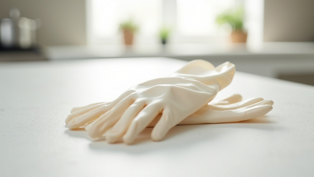 Cuisinier professionnel portant des gants d'examen en vinyle dans une cuisine restaurant