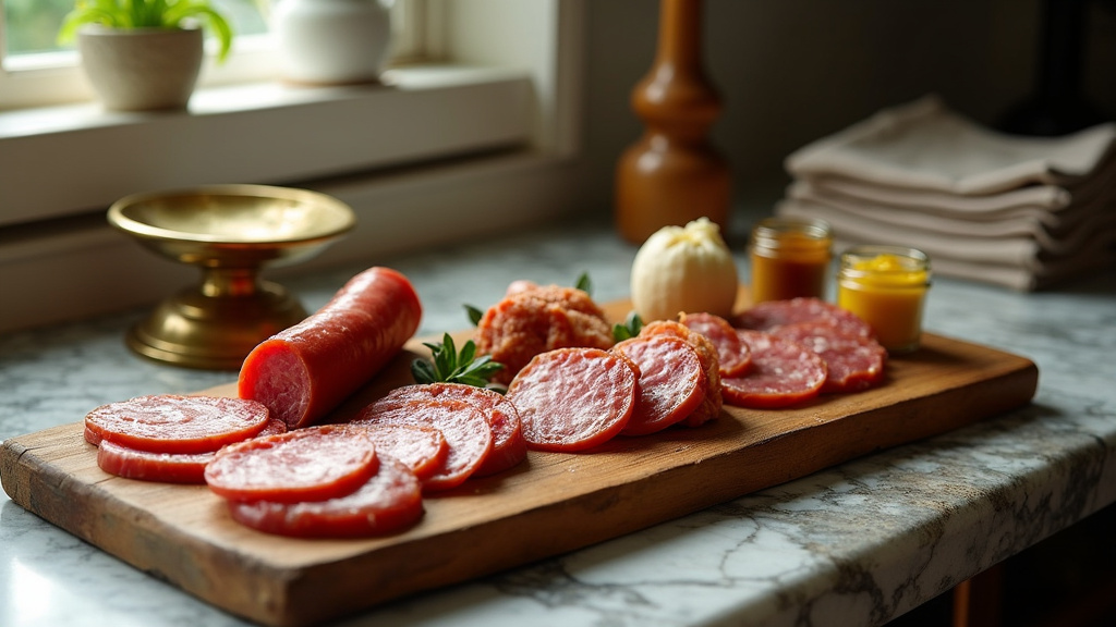 Produits de charcuterie artisanale exposés chez Maison Pou