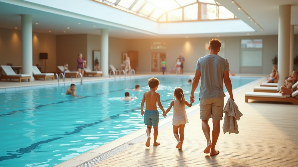 Bassin intérieur de la piscine de Hautepierre avec rampes d'accès et installations modernes