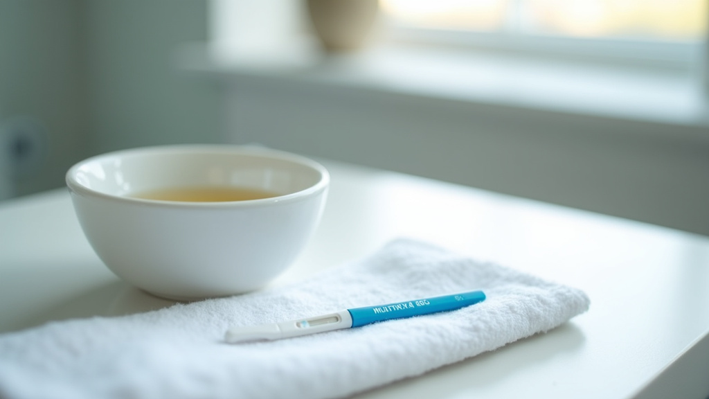 Illustration du recueil d'urine par milieu de jet pour analyse