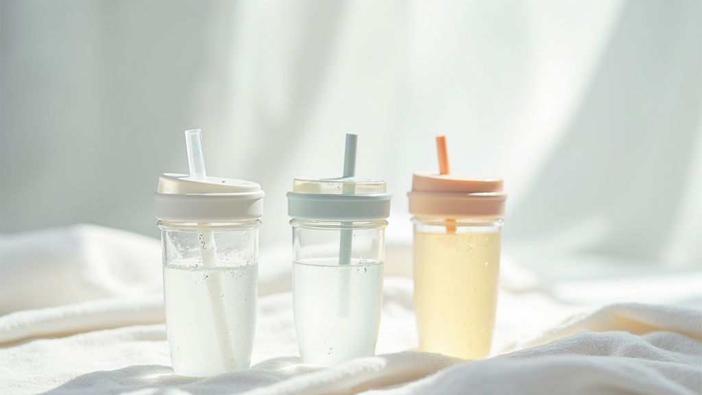 Personne souriante utilisant une tasse anti-renversement avec confiance
