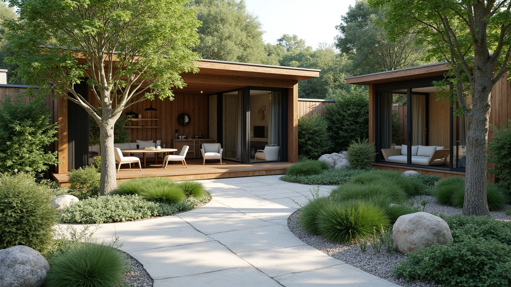 Terrasse moderne multifonctionnelle avec mobilier pliable et espaces de rangement intégrés